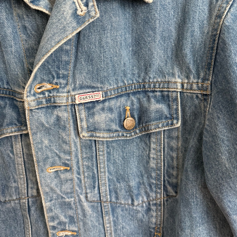 Vintage 80s Georges Marciano for Guess Medium Denim Jean Jacket with Patch VGVC - Picture 4 of 7